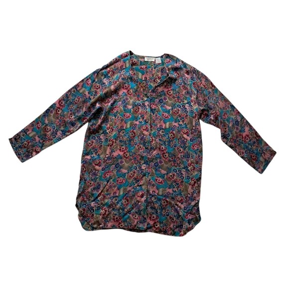 Vintage‎ Victoria Secret Sleep Night Shirt Women's Small Silk Floral Gold Label - Picture 1 of 9